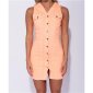 Ärmelloses Damen Jeans Minikleid mit Knopfleiste Neon Orange