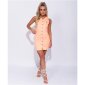 Ärmelloses Damen Jeans Minikleid mit Knopfleiste Neon Orange