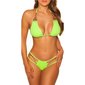 Sexy womens halterneck bikini Brazil cut beachwear neon-green UK 12 (M)