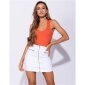Eng anliegender Damen Jeansrock Minirock Zipper Weiß