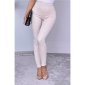 Close-fitting womens leggings wet look with croc pattern beige UK 10 (S)