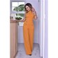 Elegant womens halterneck jumpsuit with wide leg mustard