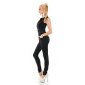 Sleeveless womens jeans jumpsuit waisted black