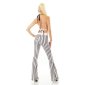Womens summer two-piece set flared trousers & top white/black