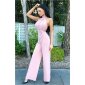 Womens high neck jumpsuit with wide leg antique pink