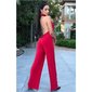 Womens high neck jumpsuit with wide leg red
