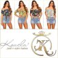 Damen Carmen Shirt zum Binden mit Blumen Weiß