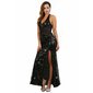 Bodenlanges Damen Neckholder Pailletten Abendkleid Schwarz