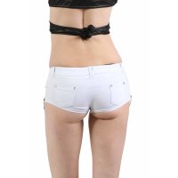 Ultra short womens hot pants in jeans look gogo white UK 10 (M)