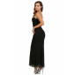 Langes Damen Bandeau Abendkleid aus Chiffon mit Strass Schwarz 42 (XL)
