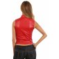 Sleeveless womens faux leather shirt with zipper clubwear red UK 14 (L)