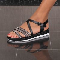 Flat womens strappy sandals summer shoes with rhinestones...