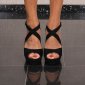 Womens velour platform sandals with block heel black UK 6
