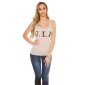Sexy Damen Tanktop mit Aufschrift "VIP" und Strass Beige