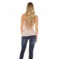 Sexy Damen Tanktop mit Aufschrift "VIP" und Strass Beige