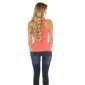 Sexy Damen Tanktop mit Aufschrift "VIP" und Strass Coral