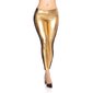 Sexy Damen Glanz Leggings mit Spitze an den Seiten Gold/Schwarz