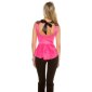 Elegantes Damen Schößchen Top mit Spitze Pink