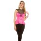 Elegantes Damen Schößchen Top mit Spitze Pink