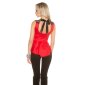 Elegantes Damen Schößchen Top mit Spitze Rot