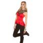 Elegantes Damen Schößchen Top mit Spitze Rot