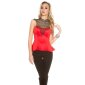 Elegantes Damen Schößchen Top mit Spitze Rot