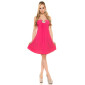 Knee-length womens strappy babydoll dress with rhinestones fuchsia