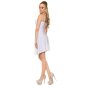 Knee-length womens strappy babydoll dress with rhinestones white