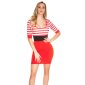 Sexy womens short-sleeved minidress in Navy look red