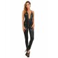 Damen Club Overall Catsuit mit 2-Wege-Zipper Wetlook Schwarz
