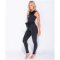 Ärmelloser Damen Jeans Overall tailliert mit Gürtel Schwarz