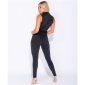 Ärmelloser Damen Jeans Overall tailliert mit Gürtel Schwarz