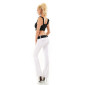Stylische Damen Bootcut Jeans Stretch inkl. Gürtel Weiß 42 (XL)