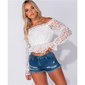 Womens off-the-shoulder shirt transparent with flowers white