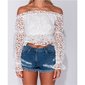Womens off-the-shoulder shirt transparent with flowers white