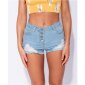 Damen Destroyed Jeans Shorts Hotpants ausgefranst Hellblau
