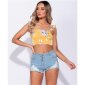 Womens distressed jeans shorts hot pants fringed light blue