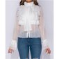 Edle Damen Chiffon Schluppenbluse mit Volants Weiß