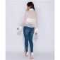 Edle Damen Chiffon Schluppenbluse mit Volants Weiß