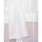 Edle Damen Chiffon Schluppenbluse mit Volants Weiß