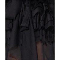 Edle Damen Chiffon Schluppenbluse mit Volants Schwarz