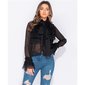 Edle Damen Chiffon Schluppenbluse mit Volants Schwarz