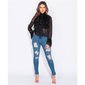 Edle Damen Chiffon Schluppenbluse mit Volants Schwarz