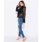 Edle Damen Chiffon Schluppenbluse mit Volants Schwarz