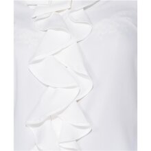 Womens long-sleeved pussy bow blouse with flounces white