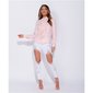 Womens long-sleeved pussy bow blouse with flounces pink
