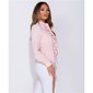 Womens long-sleeved pussy bow blouse with flounces pink