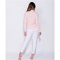 Womens long-sleeved pussy bow blouse with flounces pink