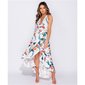 Long halterneck maxi dress with wrap front and palms white