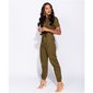Damen Kurzarm Overall Jumpsuit Hosenanzug mit Gürtel Olivgrün